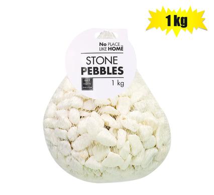 1kg Bag of White Polished River Stones