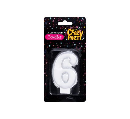 Metallic Silver Number '6' Birthday Candle