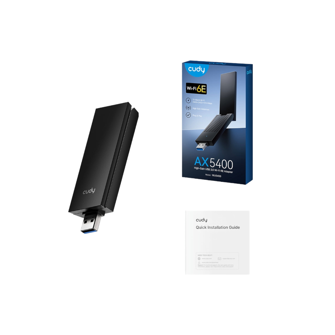 Cudy AX5400 Wi-Fi 6E USB 3.0 Tri-Band High-Gain Adapter-Black