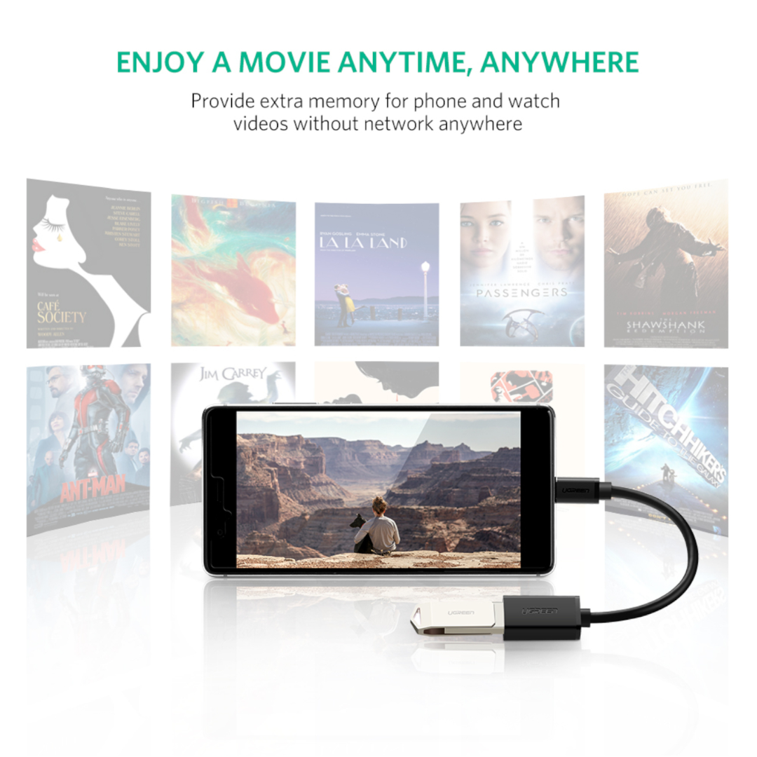 UGREEN Type-C to USB-A Adapter (Male to Female, 15cm)– Black