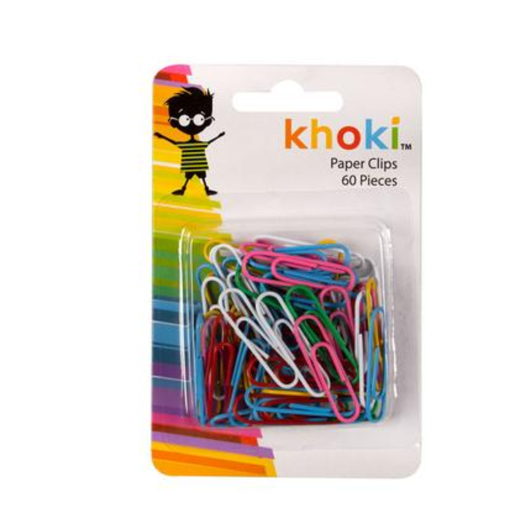 Khoki Coloured Paper Clips - 2.8 cm - Pack of 60