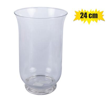 24cm Clear Glass Hurricane Vase & Candle Holder