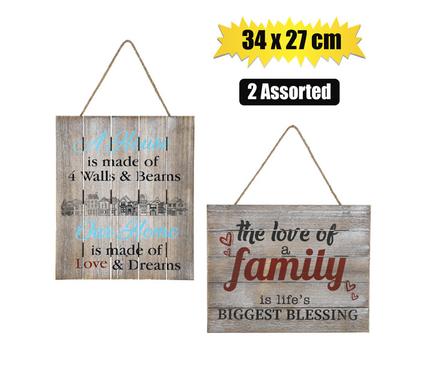Assorted 34x27cm MDF Family Sentiment Wall Plaque (Set of 2 Designs)