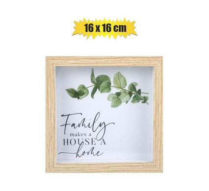 Square 16x16cm MDF "Family in Home" Sentiment Plaque