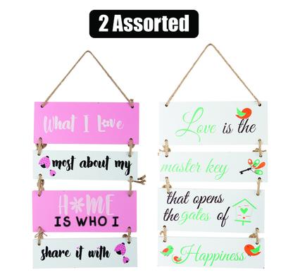 Assorted Hanging MDF Sign Set with Rope (4 Mini-Plaques)