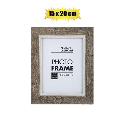 Classic Woodgrain-Look Plastic Photo Frame (15x20cm / 6x8 inch)