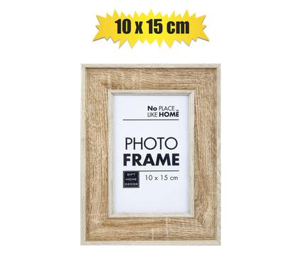 Classic Woodgrain-Effect Plastic Photo Frame (10x15cm / 4x6 inch)