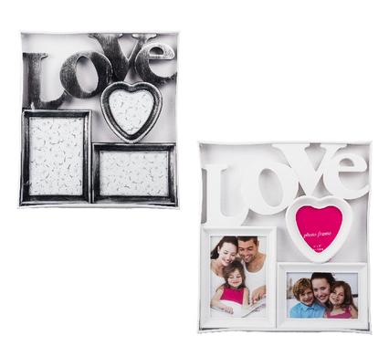 "Love" Plastic 3-Photo Collage Frame (31x25cm)