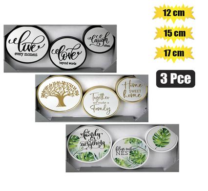 3-Piece Plastic Wall Mirror Set with Words (Assorted)