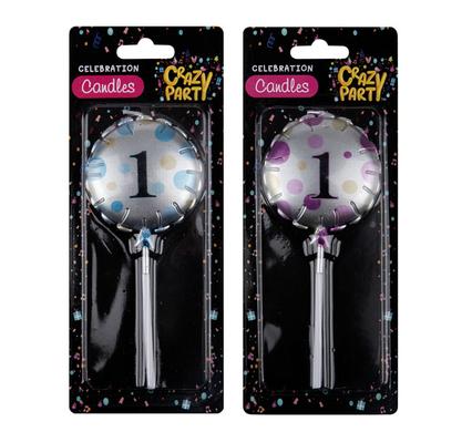 Birthday Candle - Round Balloon Design, Number 1 (Assorted)