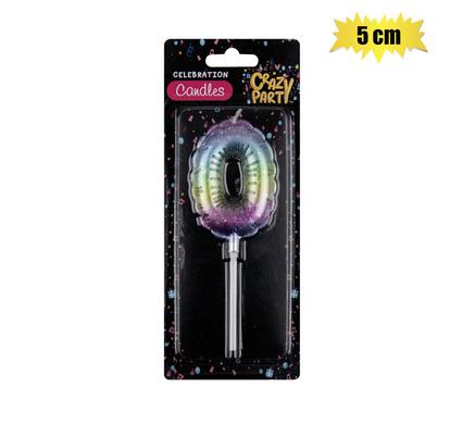 Rainbow Balloon Number '0' Birthday Candle (5cm)