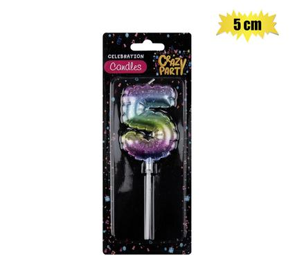 Rainbow Balloon Number '5' Birthday Candle (5cm)