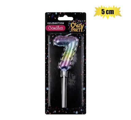 Rainbow Balloon Number '7' Birthday Candle (5cm)