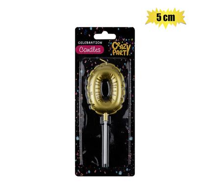 Shimmering Gold Balloon Number '0' Birthday Candle (5cm)