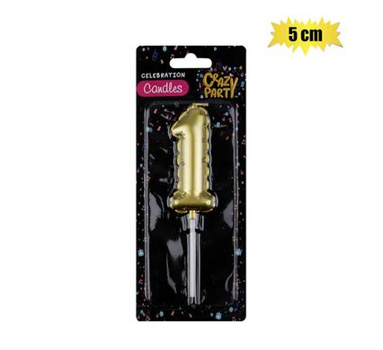 Shimmering Gold Balloon Number '1' Birthday Candle (5cm)