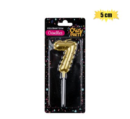 Shimmering Gold Balloon Number '7' Birthday Candle (5cm)