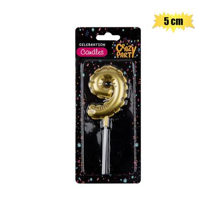 Shimmering Gold Balloon Number '9' Birthday Candle (5cm)