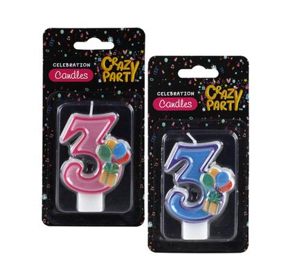Fun & Colourful Number '3' Birthday Candle