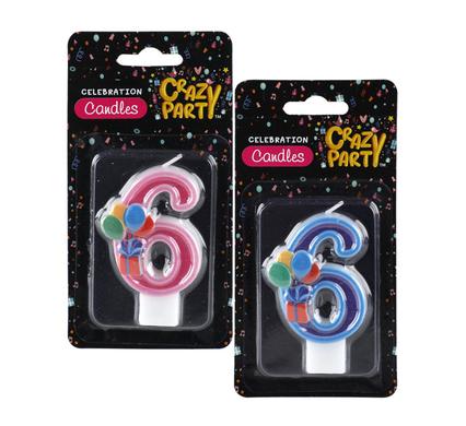 Fun & Colourful Number '6' Birthday Candle