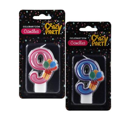 Fun & Colourful Number '9' Birthday Candle