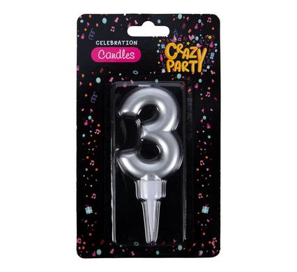 Giant Foil Finish Number '3' Birthday Candle