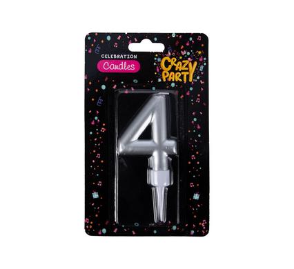 Giant Foil Finish Number '4' Birthday Candle