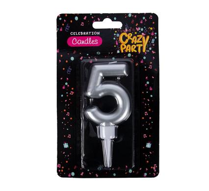 Giant Foil Finish Number '5' Birthday Candle