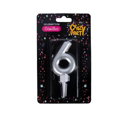 Giant Foil Finish Number '6' Birthday Candle