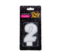 Metallic Silver Number '2' Birthday Candle
