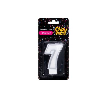 Metallic Silver Number '7' Birthday Candle