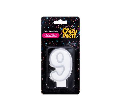 Metallic Silver Number '9' Birthday Candle