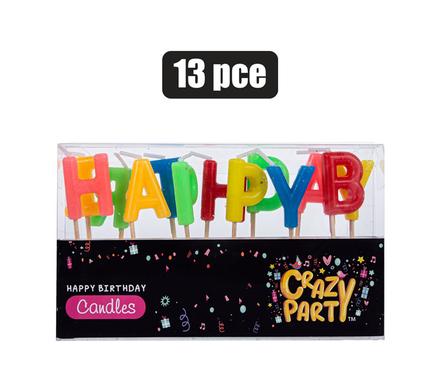 Colourful 13-Piece 'Happy Birthday' Letter Candle Set