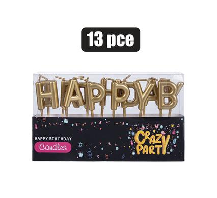 Metallic Gold 13-Piece 'Happy Birthday' Letter Candle Set