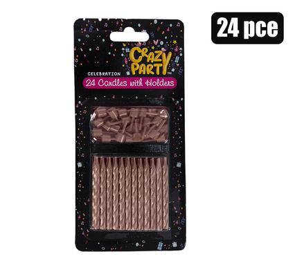 24-Piece Deep Purple Birthday Candles with Holders