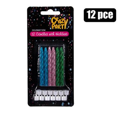 Metallic Finish Spiral Birthday Candles (12 Pieces)