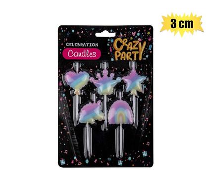 Mini 3cm Rainbow Shaped Birthday Candle Set (Assorted)