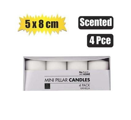Set of 4 Scented Pillar Candles (5cm x 8cm)