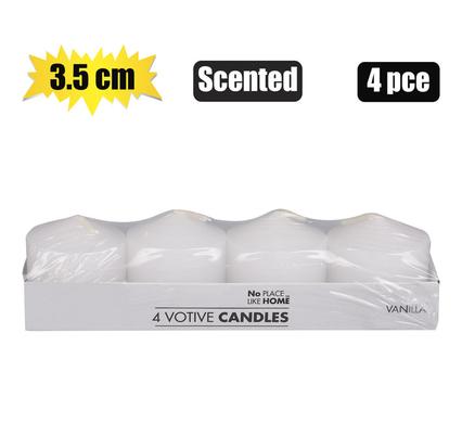 Set of 4 Scented White Votive Candles (3.5cm)