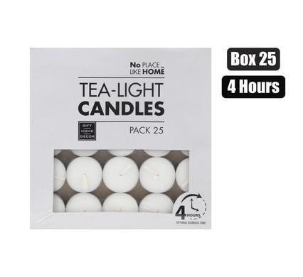 Classic White Tea Light Candles (Box of 25)