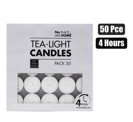 Bulk Pack White Tea Light Candles (Box of 50)