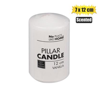 Tall White Scented Pillar Candle (12cm x 7cm)