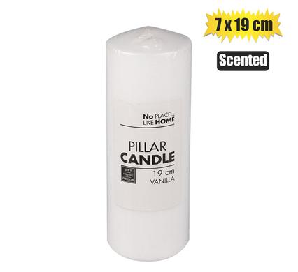 Extra-Tall White Scented Pillar Candle (19cm x 7cm)