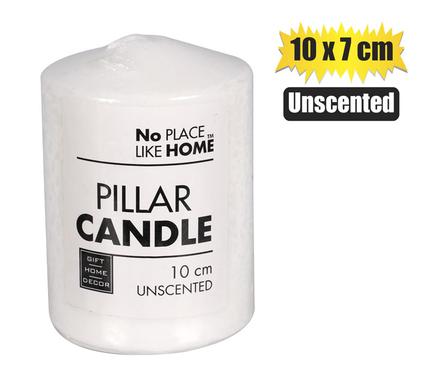 Medium White Unscented Pillar Candle (10cm x 7cm)