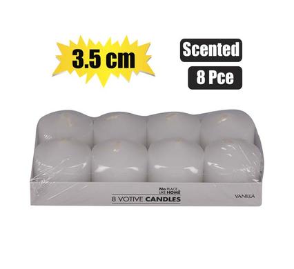 Set of 8 Scented White Votive Candles (3.5cm)