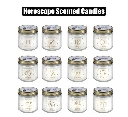 Zodiac Scented Candle in Glass Jar with Metal Lid