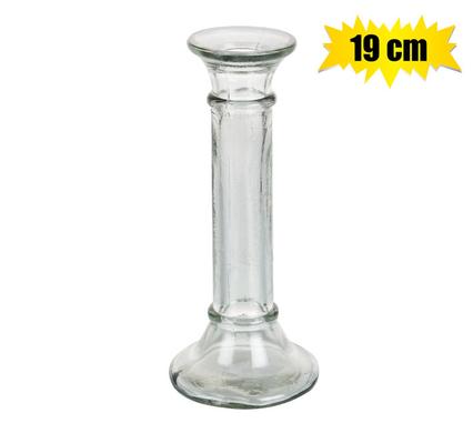 Tall Clear Glass Candlestick Holder (19cm)
