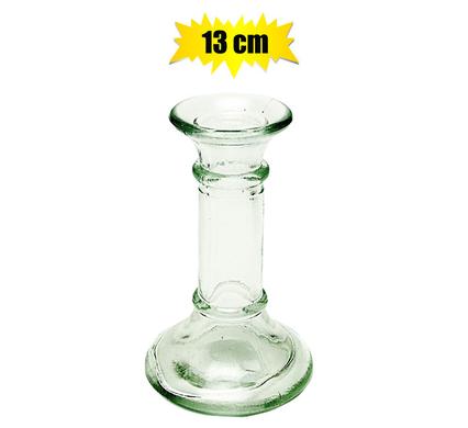 Elegant 13cm Clear Glass Candle Holder