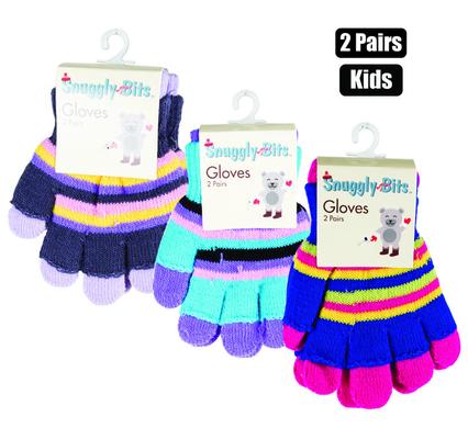 Kids' 2-Pack Versatile Winter Glove Set (Full Finger & Fingerless)