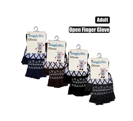 Adult Open-Finger Gloves with Geometric Triangle Pattern