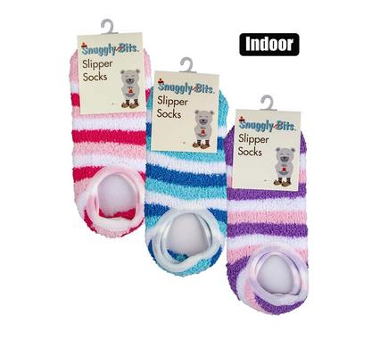 Striped Indoor Slipper Socks with Non-Slip Grip